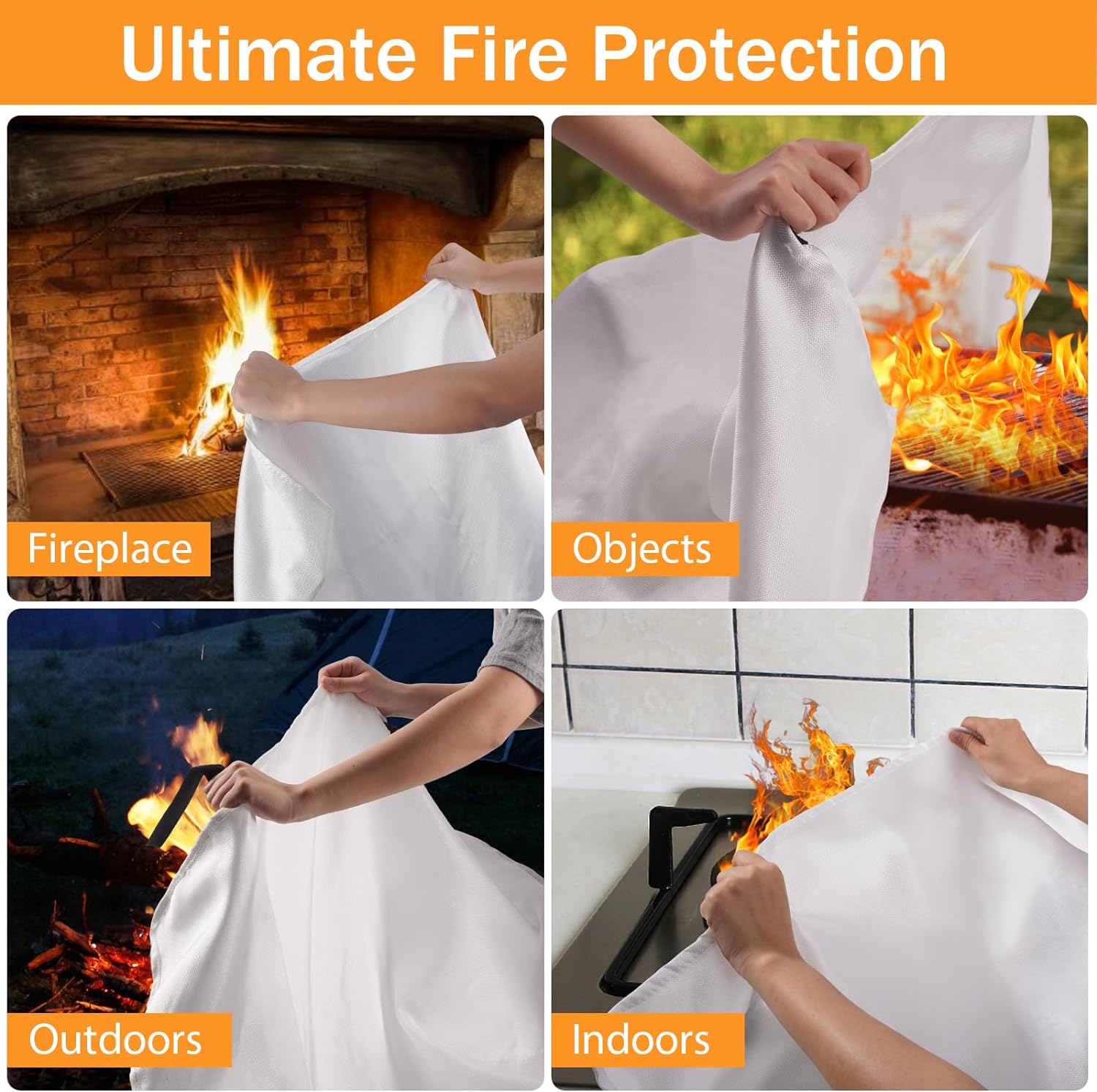 kanhiro Fire Blanket Emergency for Home Kitchen - Fiberglass Fire Suppression Blanket Great for School, Fireplace, Grill, Car, Office, Warehouse (2 Pack, 39 in X 39 in) - Image 2
