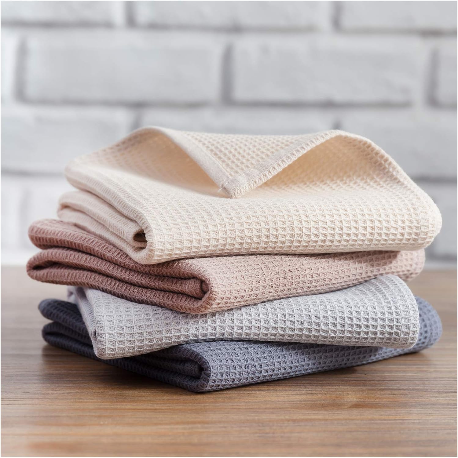 PY HOME & SPORTS Dish Towels Set, 100% Cotton Waffle Weave Kitchen Towels 4 Pieces, Super Absorbent Kitchen Hand Dish Cloths for Drying and Cleaning (17 x 25 Inches, Set of 4) - Image 4