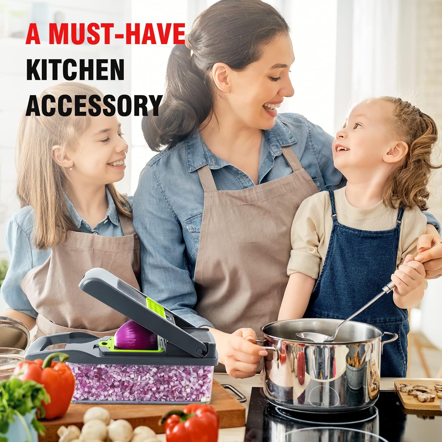 Vegetable Chopper, Pro Onion Chopper, Multifunctional 13 in 1 Food Chopper, Kitchen Vegetable Slicer Dicer Cutter,Veggie Chopper With 8 Blades,Carrot and Garlic Chopper With Container - Image 7