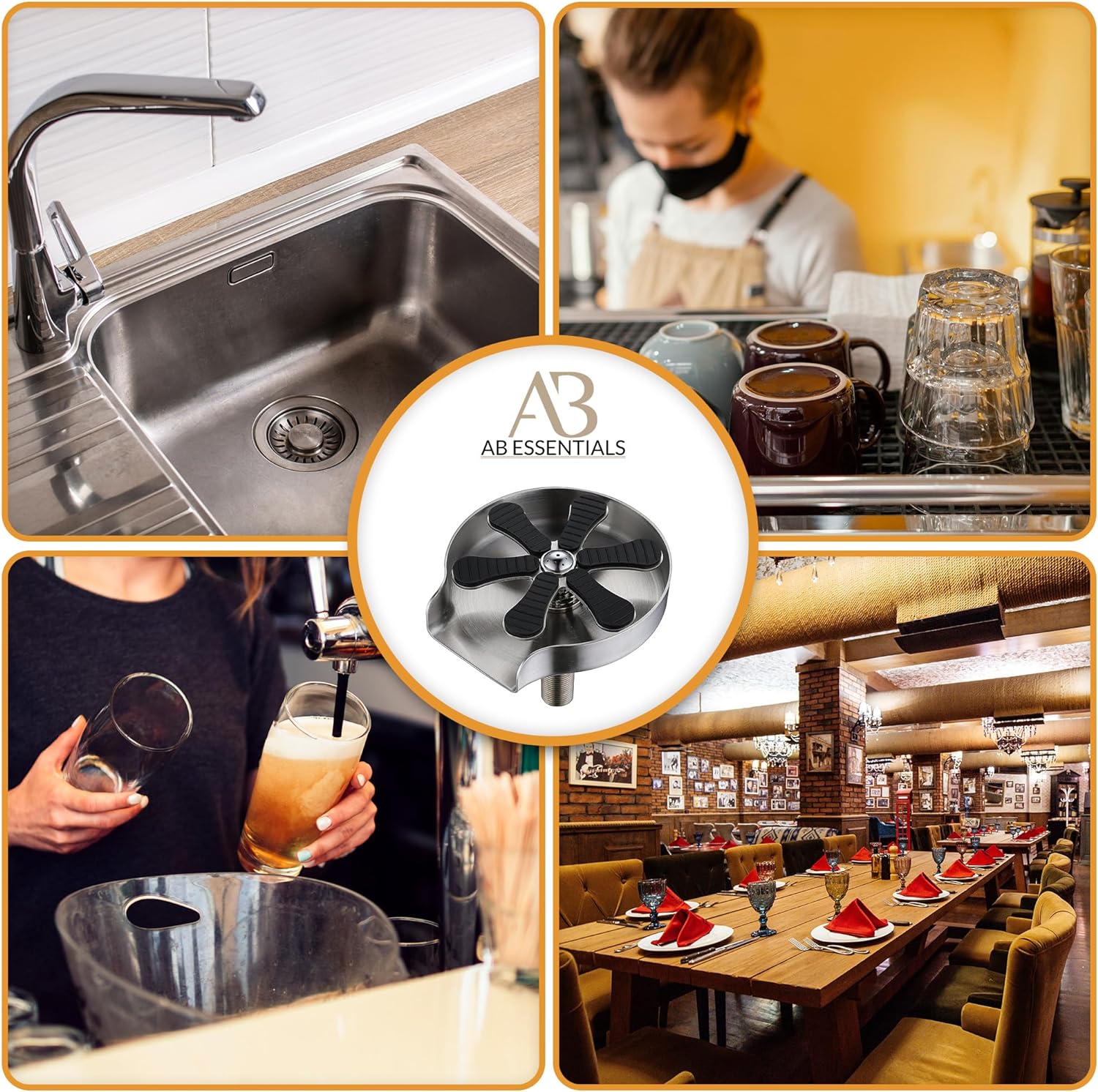 Professional Glass Rinser for Kitchen Sink, Stainless Steel Cup Washer for Sink - Bottle Washer Kitchen Accessories, Rust Resistant Pressure Glass Washer - Perfect for Home Kitchens, Bars, and Cafes - Image 7