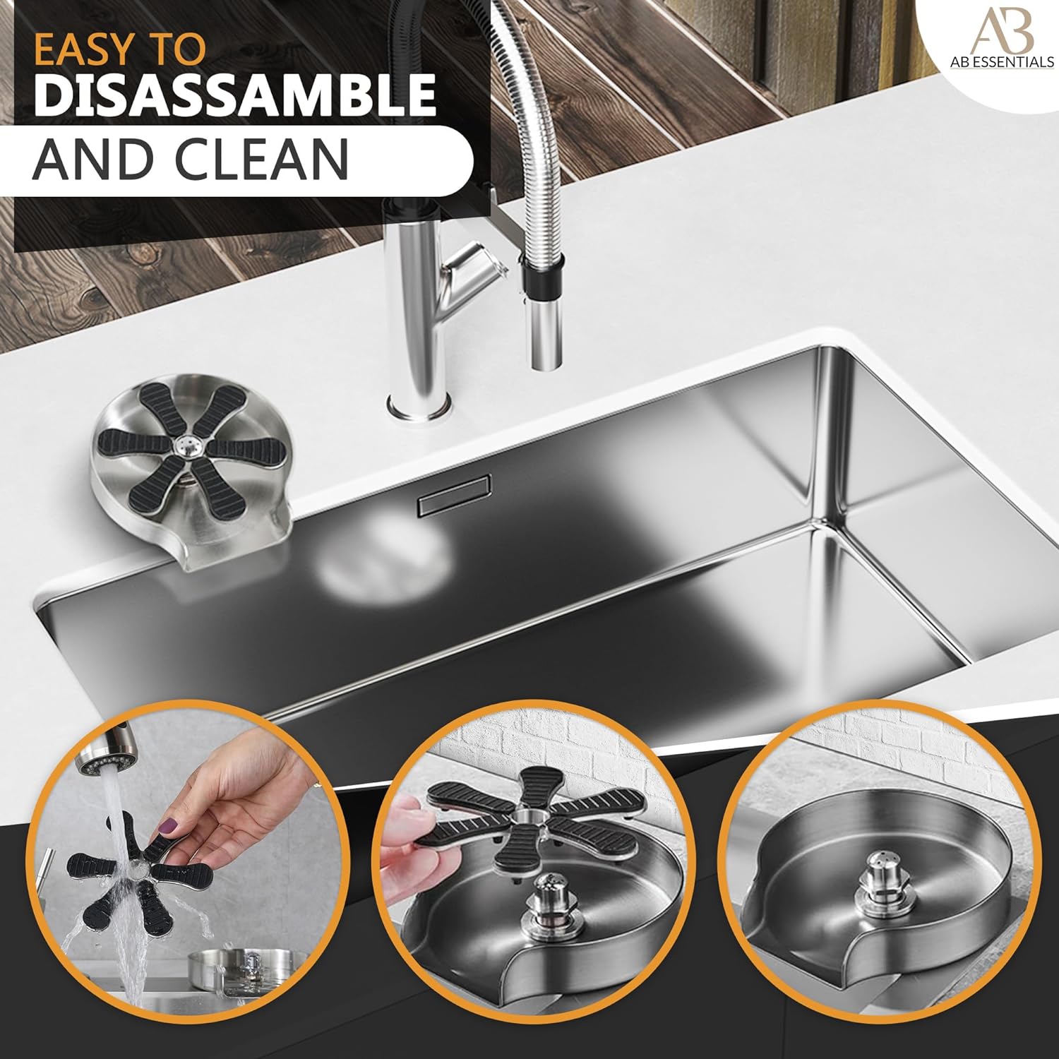 Professional Glass Rinser for Kitchen Sink, Stainless Steel Cup Washer for Sink - Bottle Washer Kitchen Accessories, Rust Resistant Pressure Glass Washer - Perfect for Home Kitchens, Bars, and Cafes - Image 6