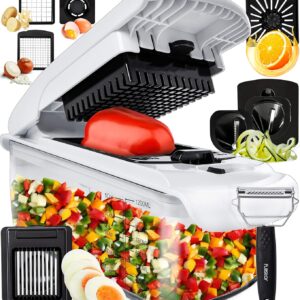 Fullstar Vegetable Chopper - Spiralizer Vegetable Slicer - Onion Chopper with Container - Pro Food Chopper - Slicer Dicer Cutter - (9 in 1, White)